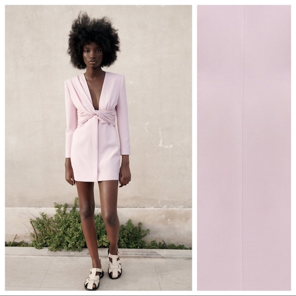 Zara Dresses & Skirts - NWT. Zara Pink Draped Blazer Mini Dress Size L.